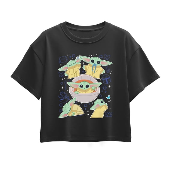 Star Wars - Grogu Stickers - Youth Girls Boxy T-Shirt