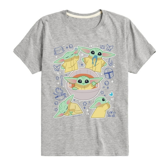 The Mandalorian - Grogu Stickers - Youth Short Sleeve Graphic T-Shirt