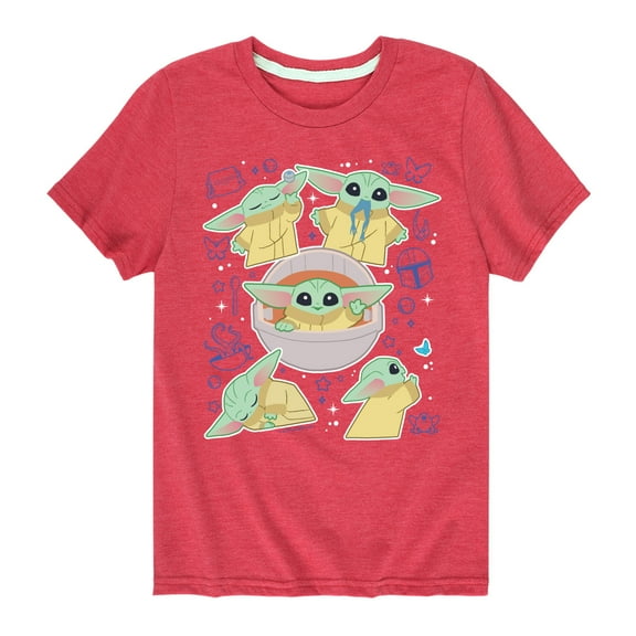 The Mandalorian - Grogu Stickers - Youth Short Sleeve Graphic T-Shirt