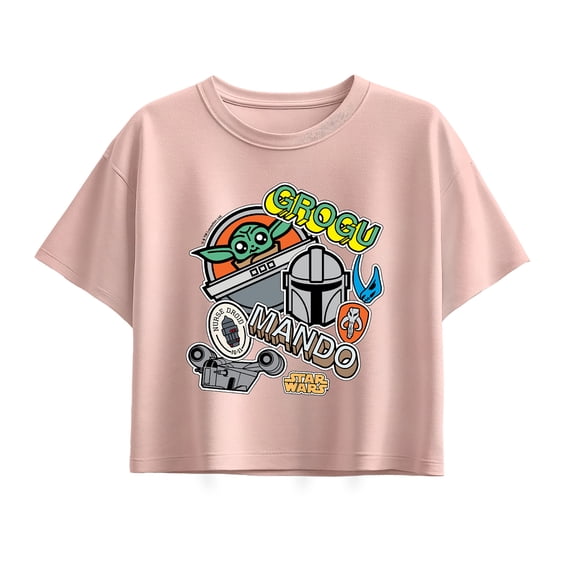 Star Wars - Mando Grogu Stickers - Youth Girls Boxy T-Shirt