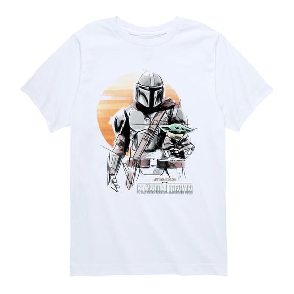 The Mandalorian - Mando Marker Drawing - Youth Boys Short Sleeve Graphic T-Shirt