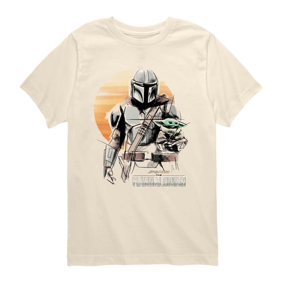 The Mandalorian - Mando Marker Drawing - Youth Boys Short Sleeve Graphic T-Shirt