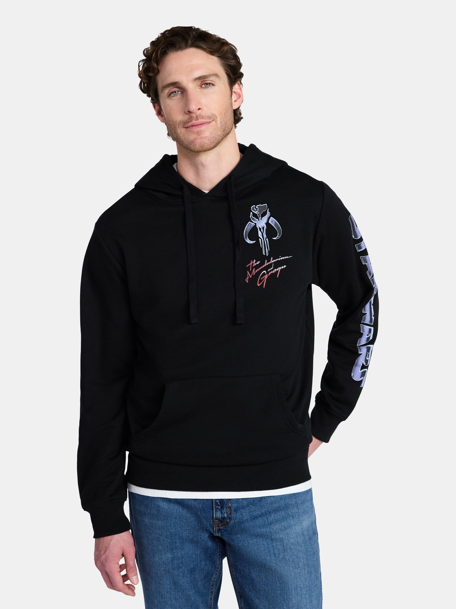 The Mandalorian Men's and Big Men's Chromed Helmet Graphic Hoodie, Sizes XS-3XL