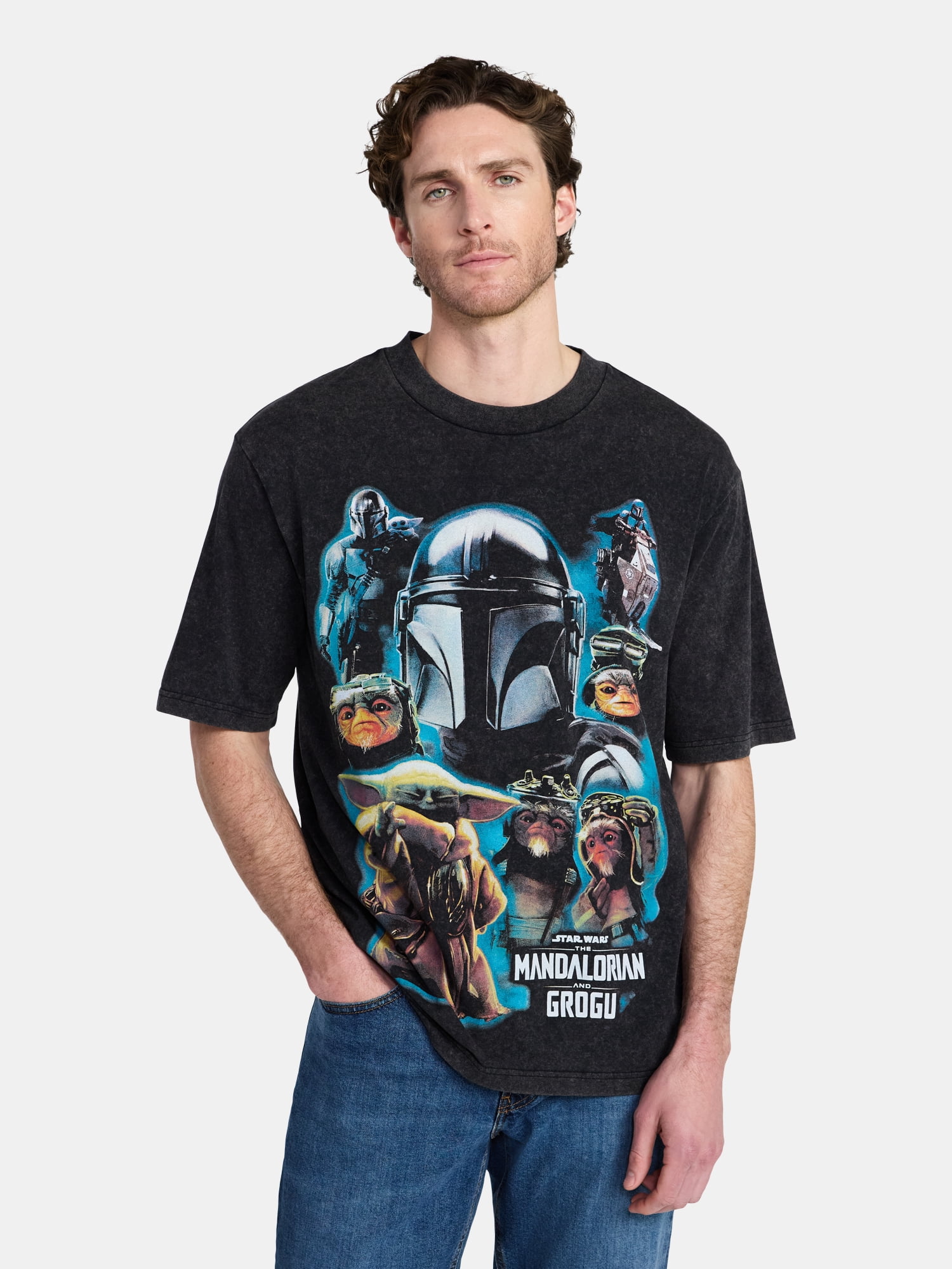 The Mandalorian Men's and Big Men's Collage Cover Graphic Tee with Short Sleeves, Sizes S-3XL