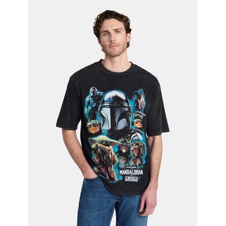 Star Wars The Mandalorian Men's and Big Men's Collage Cover Graphic Tee with Short Sleeves, Sizes S-3XL