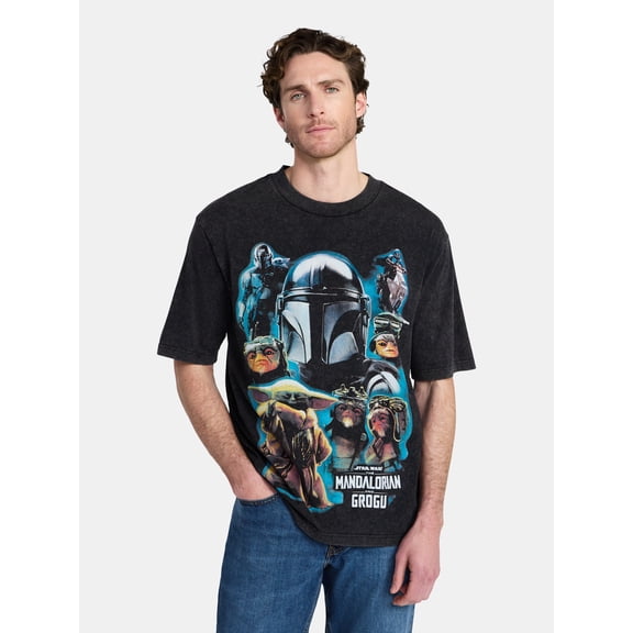 The Mandalorian Men's and Big Men's Collage Cover Graphic Tee with Short Sleeves, Sizes S-3XL