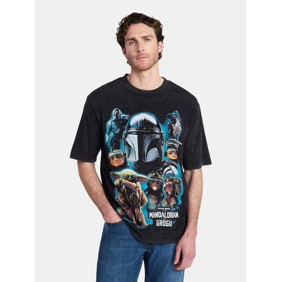 The Mandalorian Men's and Big Men's Collage Cover Graphic Tee with Short Sleeves, Sizes S-3XL