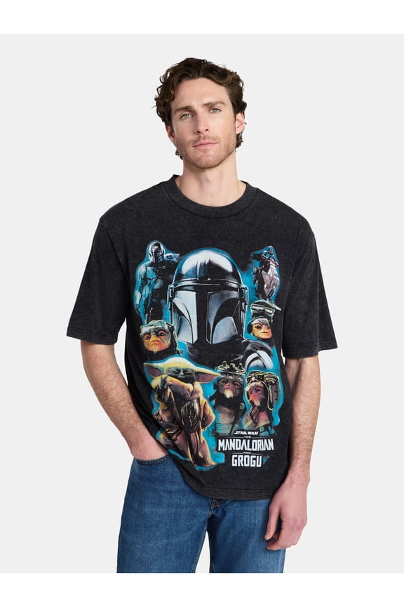 The Mandalorian Men's and Big Men's Collage Cover Graphic Tee with Short Sleeves, Sizes S-3XL