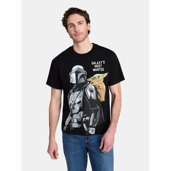 The Mandalorian Men's and Big Men's Mando and Grogu Graphic Tee with Short Sleeves, Sizes S-3XL