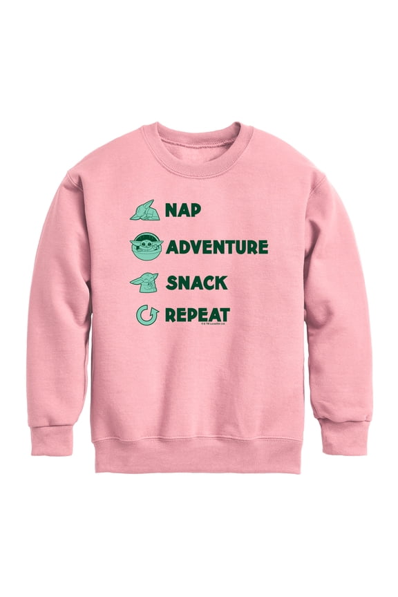 - Nap, Adventure, Snack, Repeat - Youth Boys Crew Fleece Sweatshirt
