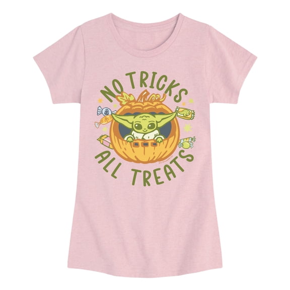 The Mandalorian - No Tricks All Treats Grogu - Youth Girls Fitted Short Sleeve T-Shirt