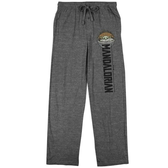 The Mandalorian The Child Logo Men's Graphite Heather Drawstring Sleep Pajama Pants-XL
