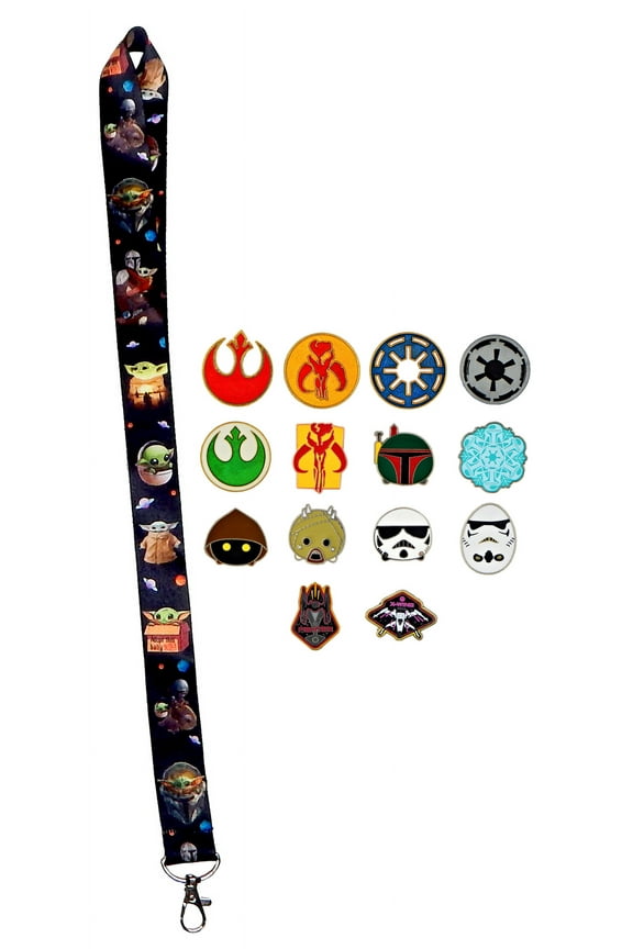The Mandalorian Themed Star Wars 5 Pin Set w/ Lanyard Disney Trading