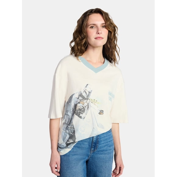 The Mandolorian Women's Graphic Fashion Short Sleeve Tee, Sizes XXS-XXL