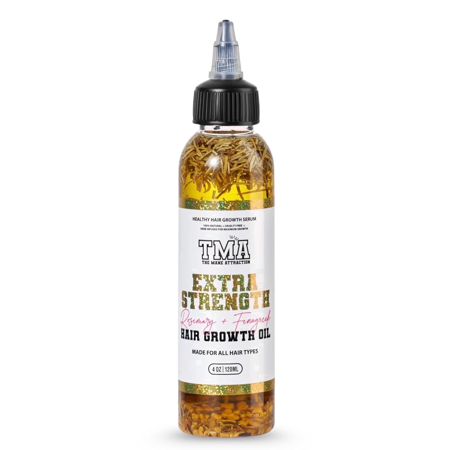 The Mane Attraction Extra Strength Rosemary + Fenugreek Herbal Hair Growth Oil | Infused With Castor Oil for ALL Hair Types Mini, 4oz
