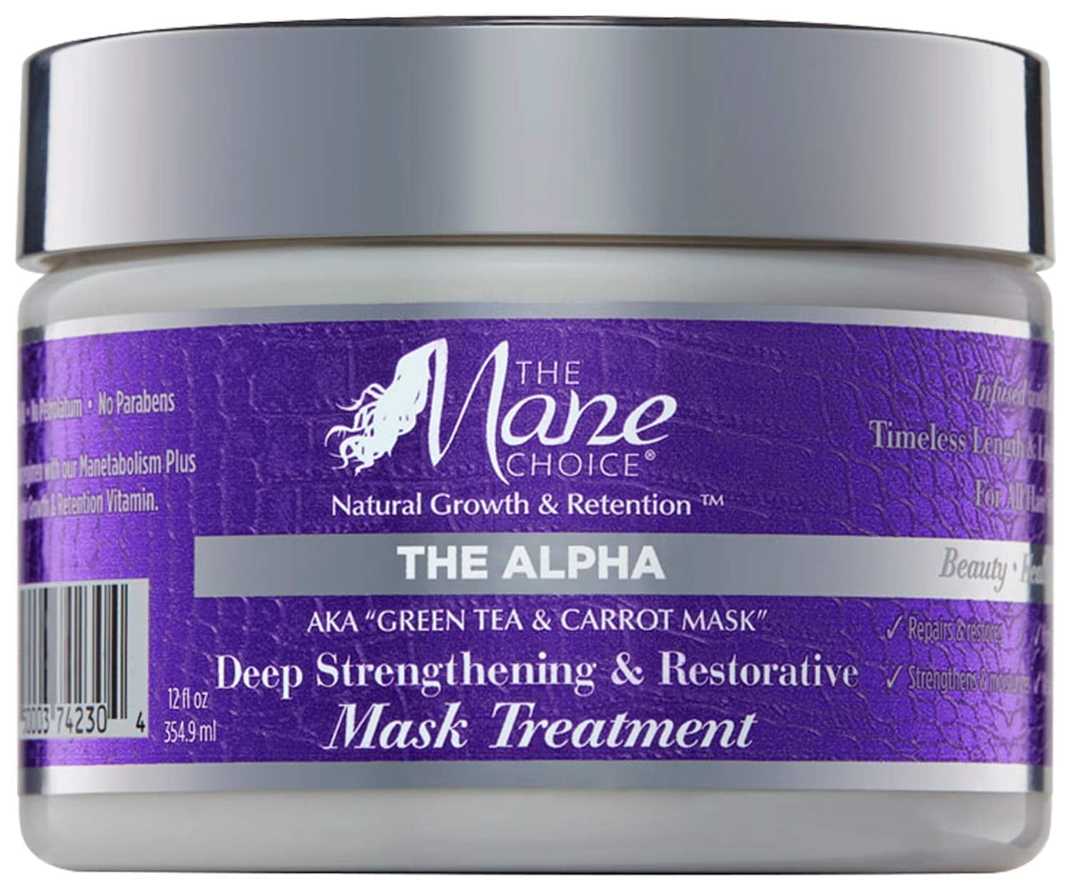 The Mane Choice Alpha Green Tea & Carrot Strengthening & Restorative Treatment Hair Mask, 12 Ounce
