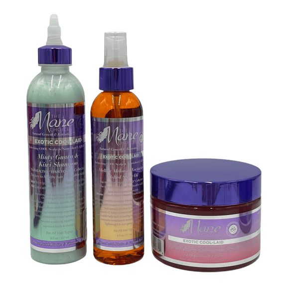 The Mane Choice Exotic Cool-Laid Collection 3 Piece Set Shampoo, Shine Oil
