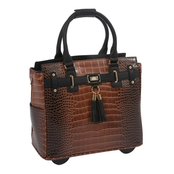 The Manhattan Rolling Laptop Bag | Women's Briefcase on Wheels | Fits 13-17" Laptops | Carry On Travel Computer Tote | JKM & Company