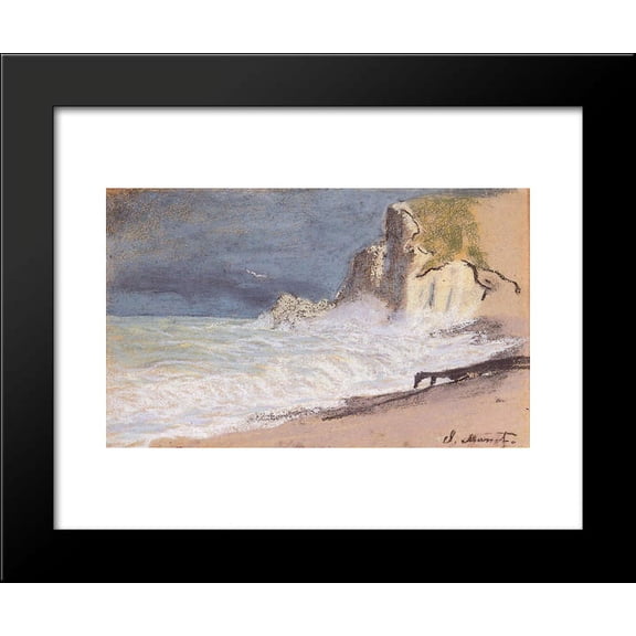 The Manneport, Etretat - Amont Cliff, Rough Weather 20x24 Framed Art Print by Monet, Claude