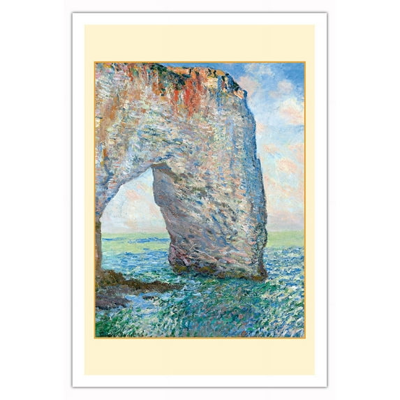 The Manneporte near Étretat France - From an Original Color Painting by Claude Monet c.1886 - Fine Art Matte Paper Print (Unframed) 30x44in