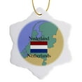 thumbnail image 1 of 3drose, the Map and Flag of the Netherlands with Netherlands Printed in English and Dutch, 3 inch Snowflake Porcelain Ornament, 1 of 7