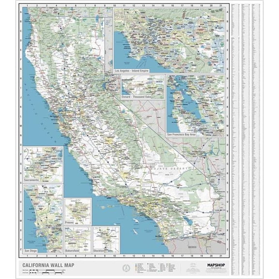 The Map Shop KA-S-CA-WALL-springroller-sr California State Wall Map, Laminated - Spring Roller - Published 2022 - 54 x 59.5 in.