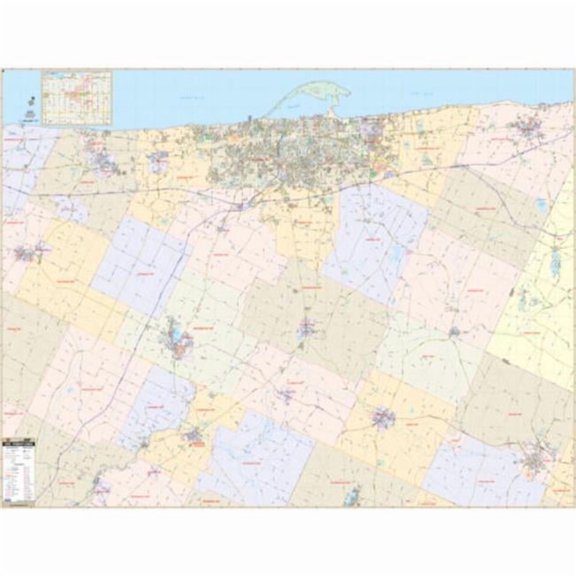 The Map Shop KA-C-PA-ERIE-springroller-sr Erie, PA Wall Map, Laminated - Spring Roller - Published 2012 - 74 x 57 in.