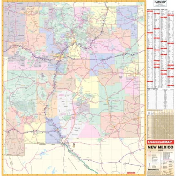 The Map Shop KA-S-NM-WALL-springroller-sr Mexico State Wall Map, Laminated - Spring Roller - Published 2004 - 52 x 54 in.