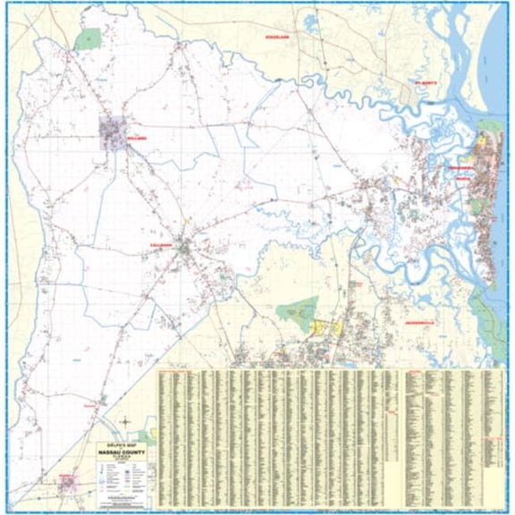 The Map Shop KA-C-FL-NASSAU-springroller-sr Nassau County, FL Wall Map, Laminated - Spring Roller - Published 2016 - 57 x 57 in.