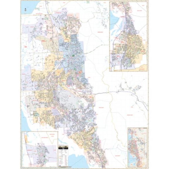 The Map Shop KA-C-UT-OGDEN-lam-rails-black Ogden, UT Wall Map, Laminated with Rails - Black Molding - 57 x 74.5 in.