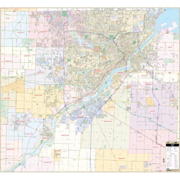 The Map Shop KA-C-OH-TOLEDO-springroller-sr Toledo, OH Wall Map, Laminated - Spring Roller - Published 2013 - 59 x 54 in.