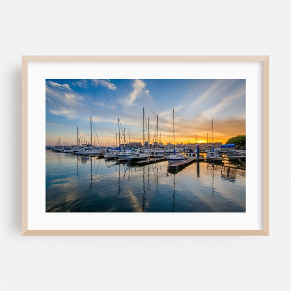 The Marina - Baltimore Maryland Photography Oak Framed Wall Art Print 24 x 36 inches