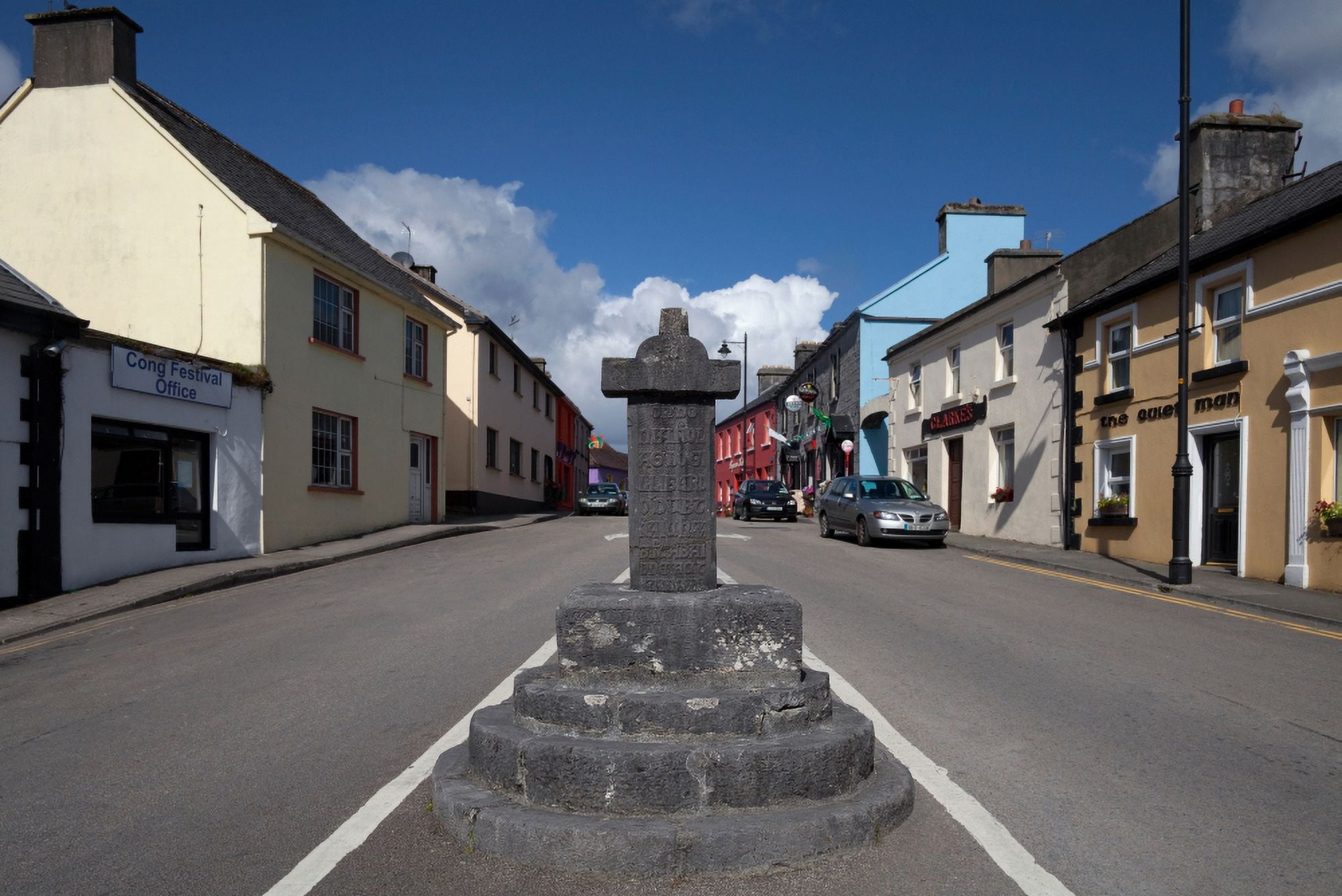 The Market CRoss - and Quiet Man Pub Cong County Mayo Ireland Canvas Art - Panoramic Images (27 x 9)