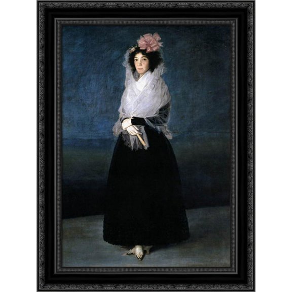 The Marquesa de la Solana 18x24 Black Ornate Wood Framed Canvas Art by Goya, Francisco de