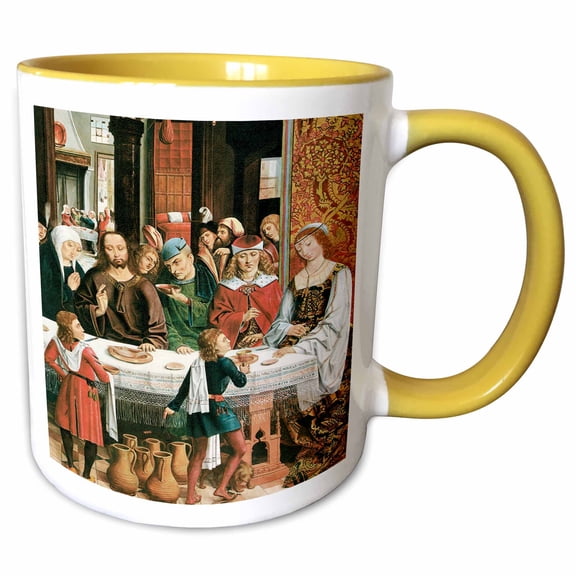 3drose, the Marriage at Cana by Master of the Retable of the Reyes Catolicos, 11oz Two-tone Yellow Mug