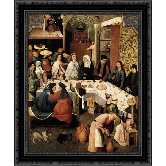 The Marriage Feast at Cana 20x24 Black Ornate Wood Framed Canvas Art by Bosch, Hieronymus