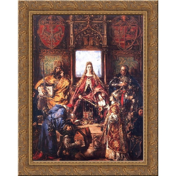The Marriage of Jadwiga and Jagiello 20x24 Gold Ornate Wood Framed Canvas Art by Matejko, Jan