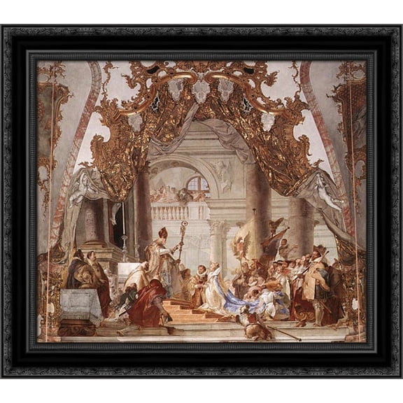 The Marriage of the Emperor Frederick Barbarossa to Beatrice of Burgundy 21x20 Black Ornate Wood Framed Canvas Art by Tiepolo, Giovanni Battista