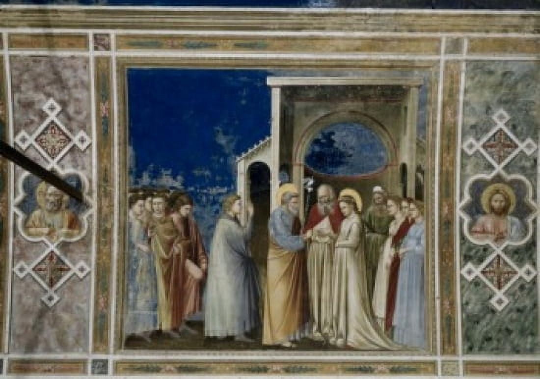 The Marriage of the Virgin 1303-05 Giotto (ca 1266-1337 Italian) Fresco Capella degli Scrovegni Padua Italy Canvas Art - Giotto di Bondone (18 x 24)