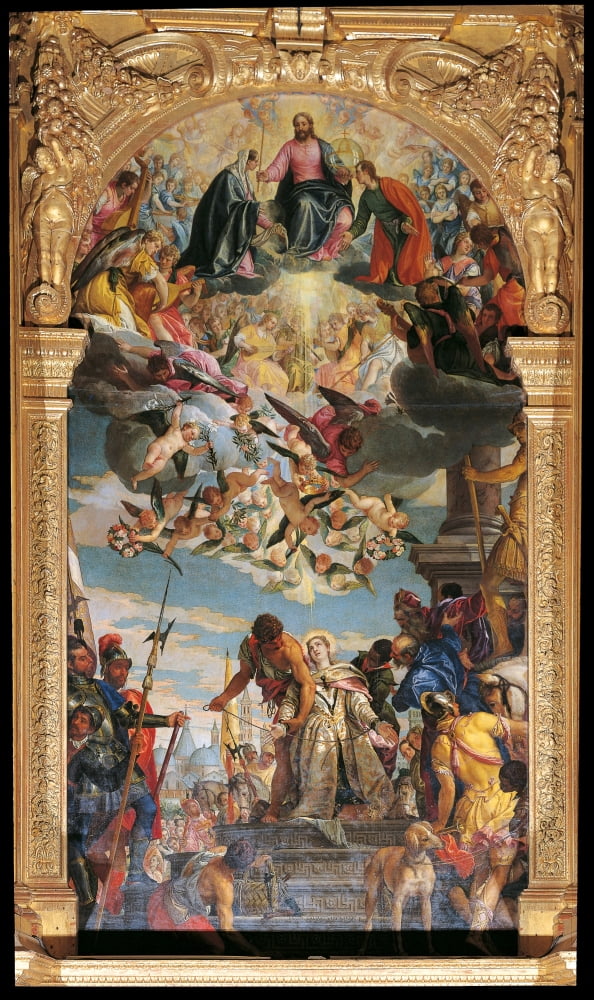 The Martyrdom Of St Justina Canvas Art - (18 x 24)