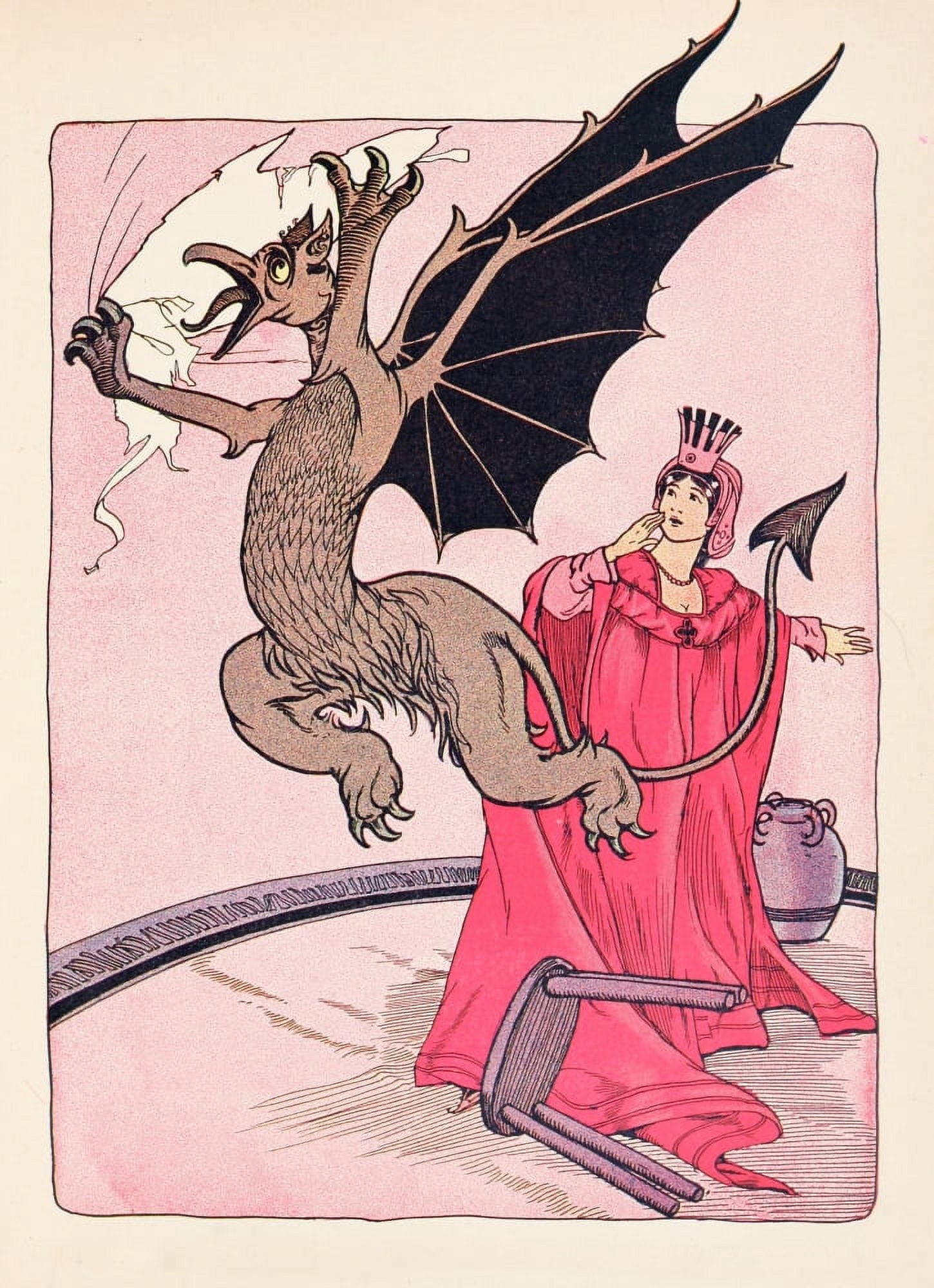 The Marvelous Land of Oz 1904 Griffin sprang through tent wall Canvas Art - John R Neill (24 x 36)