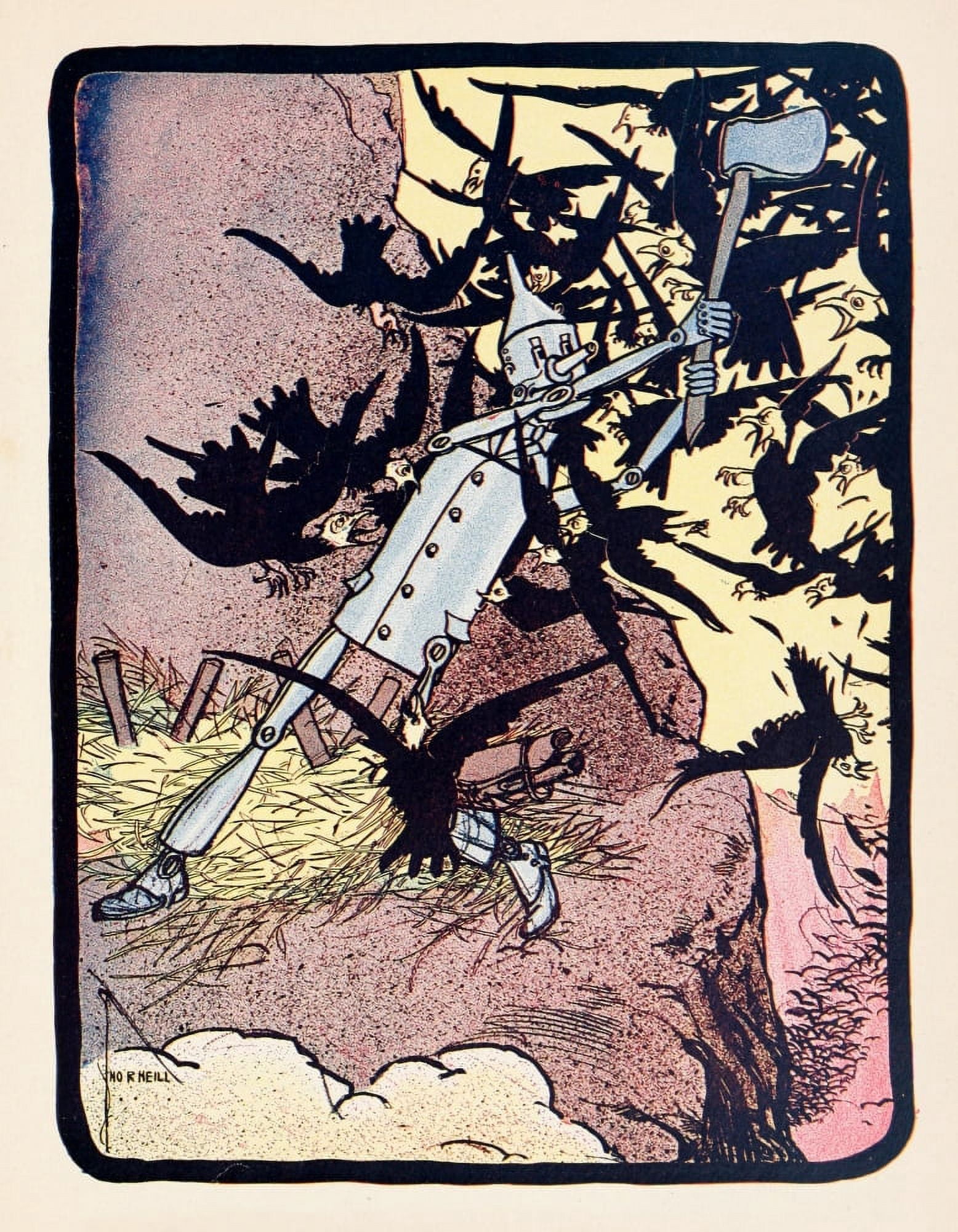 The Marvelous Land of Oz 1904 His axe flashed amongst the jackdaws Canvas Art - John R Neill (18 x 24)