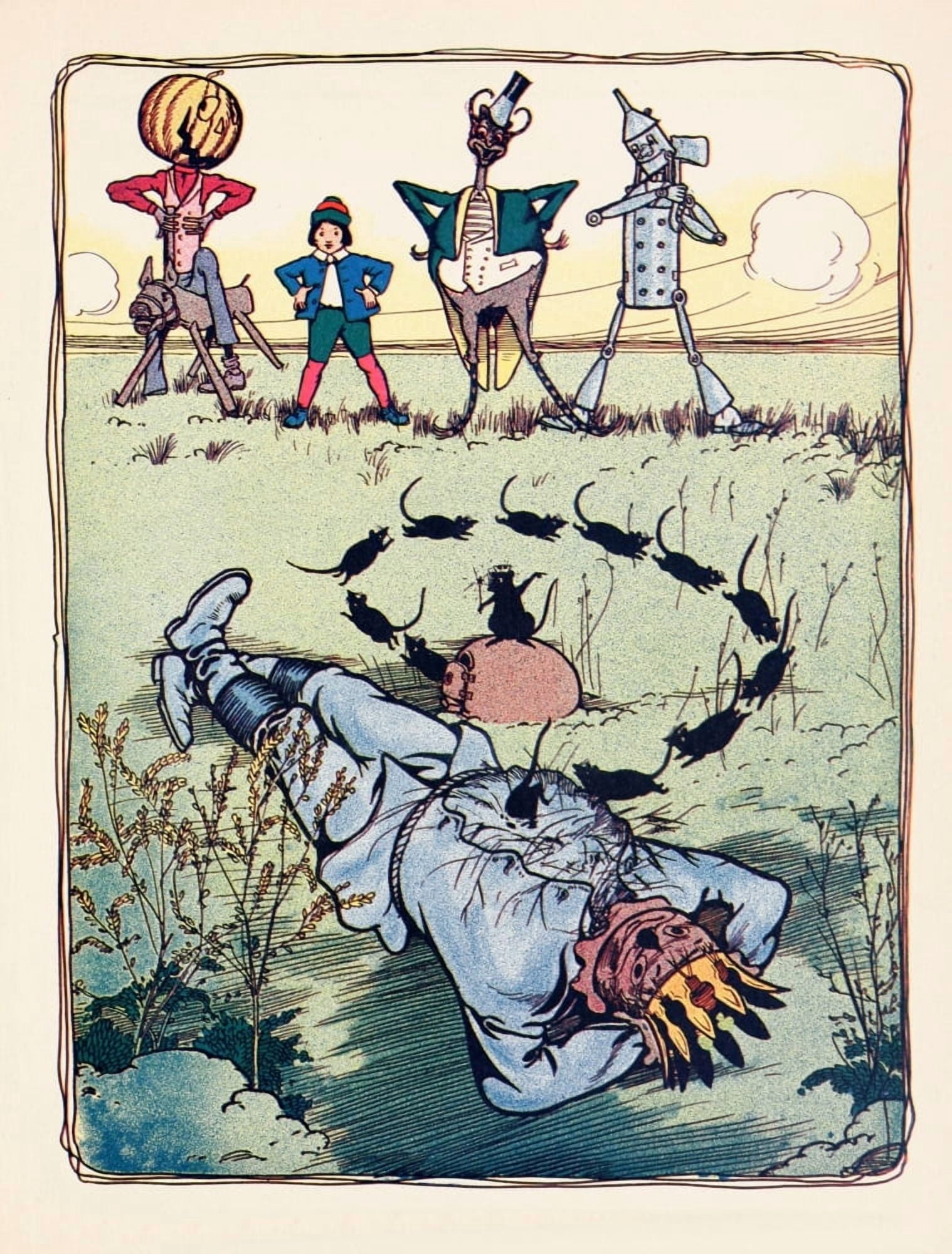 The Marvelous Land of Oz 1904 Mice hid in the scarecrow Canvas Art - John R Neill (18 x 24)