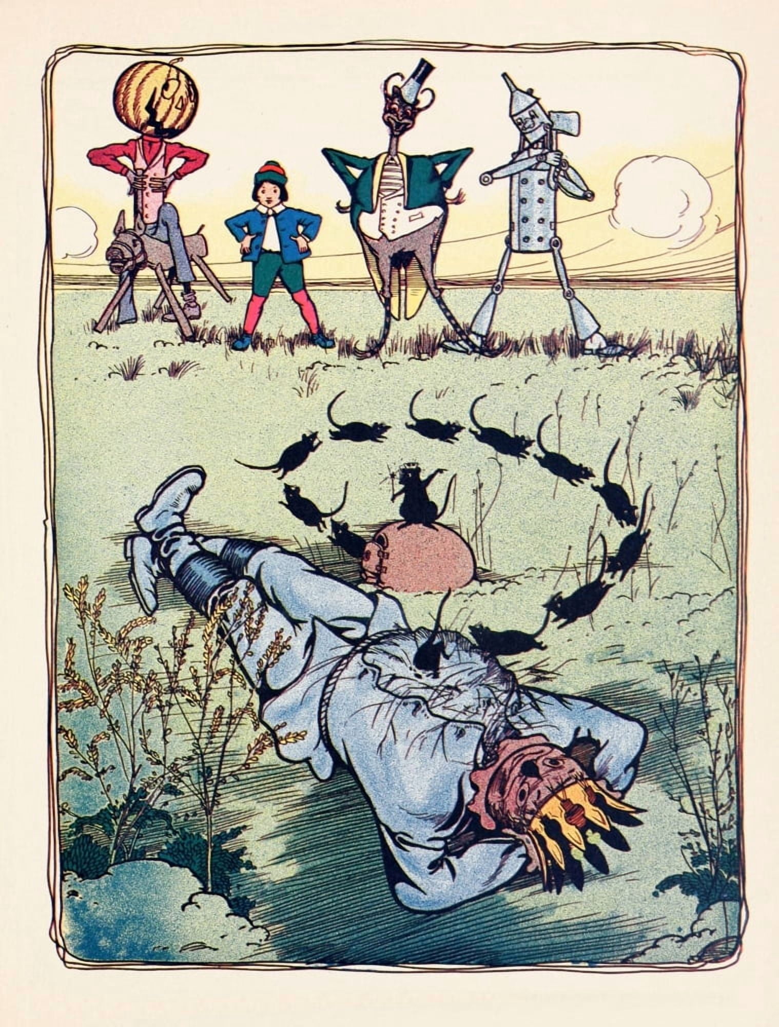 The Marvelous Land of Oz 1904 Mice hid in the scarecrow Canvas Art - John R Neill (24 x 36)