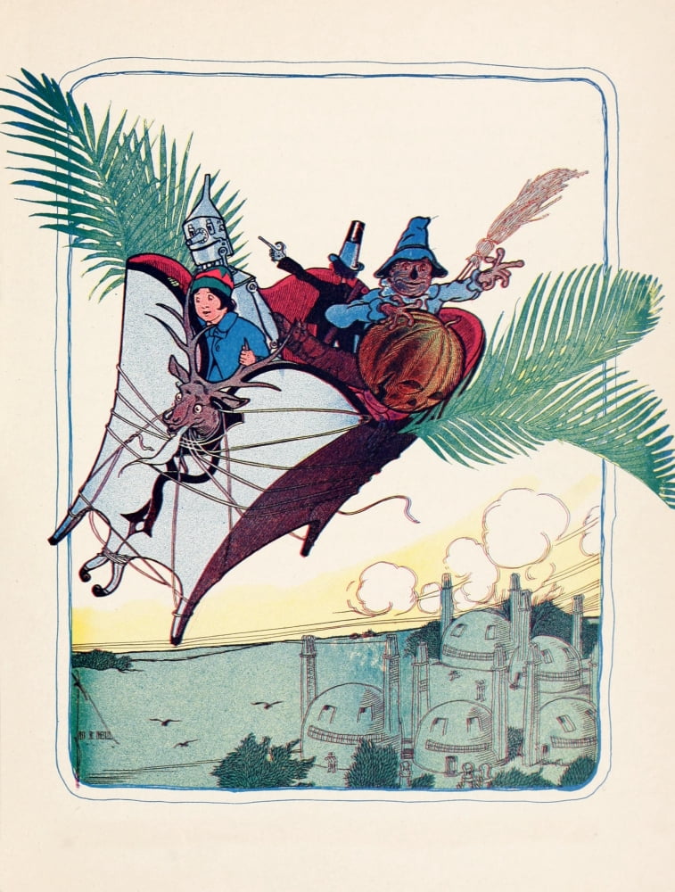 The Marvelous Land of Oz 1904 The Gump soared away Canvas Art - John R Neill (24 x 36)