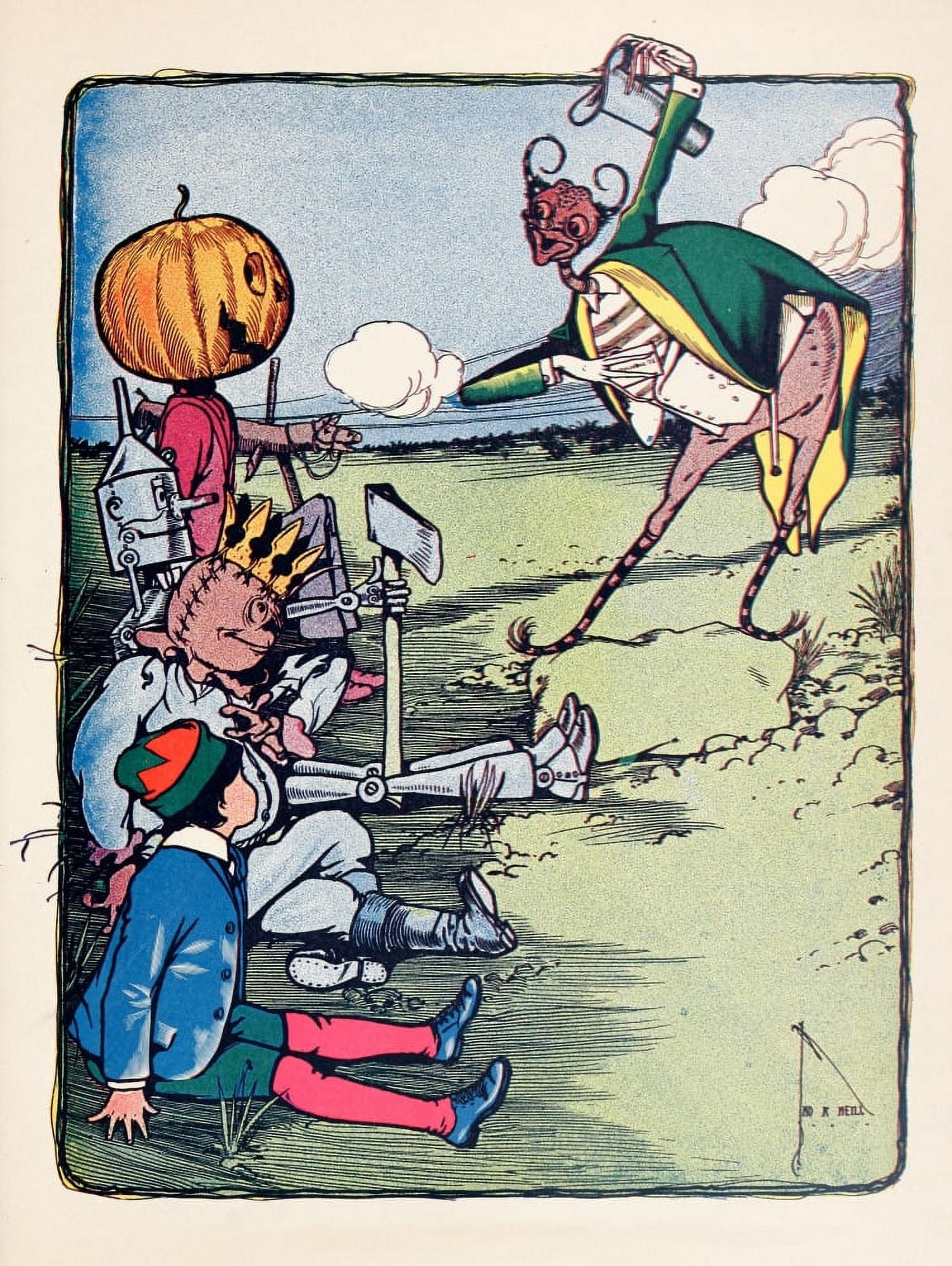 The Marvelous Land of Oz 1904 The stranger removed his hat Canvas Art - John R Neill (18 x 24)