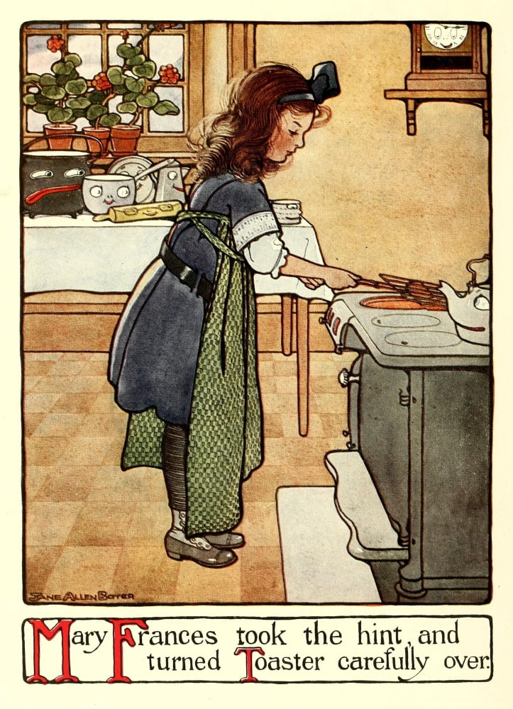 The Mary Frances Cookbook 1912 Turned the toaster over Canvas Art - Jane Allen Boyer (18 x 24)