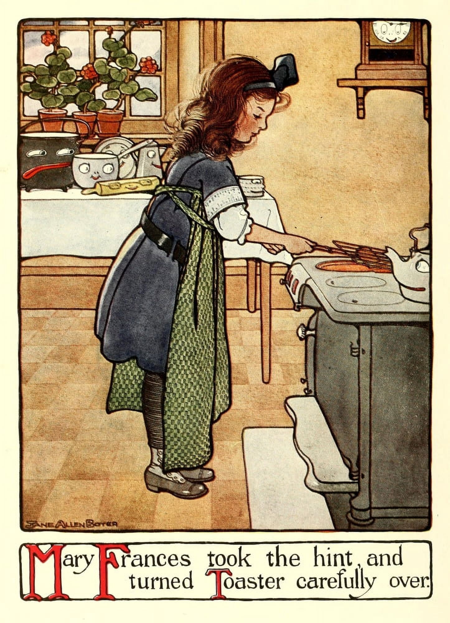 The Mary Frances Cookbook 1912 Turned the toaster over Canvas Art - Jane Allen Boyer (24 x 36)