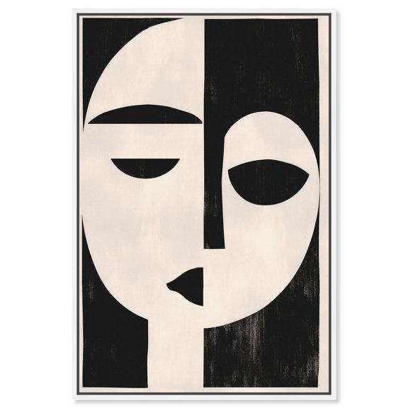 The Mask I Canvas Modern Face Abstract by Art Remedy, White Frame, 36 x 54