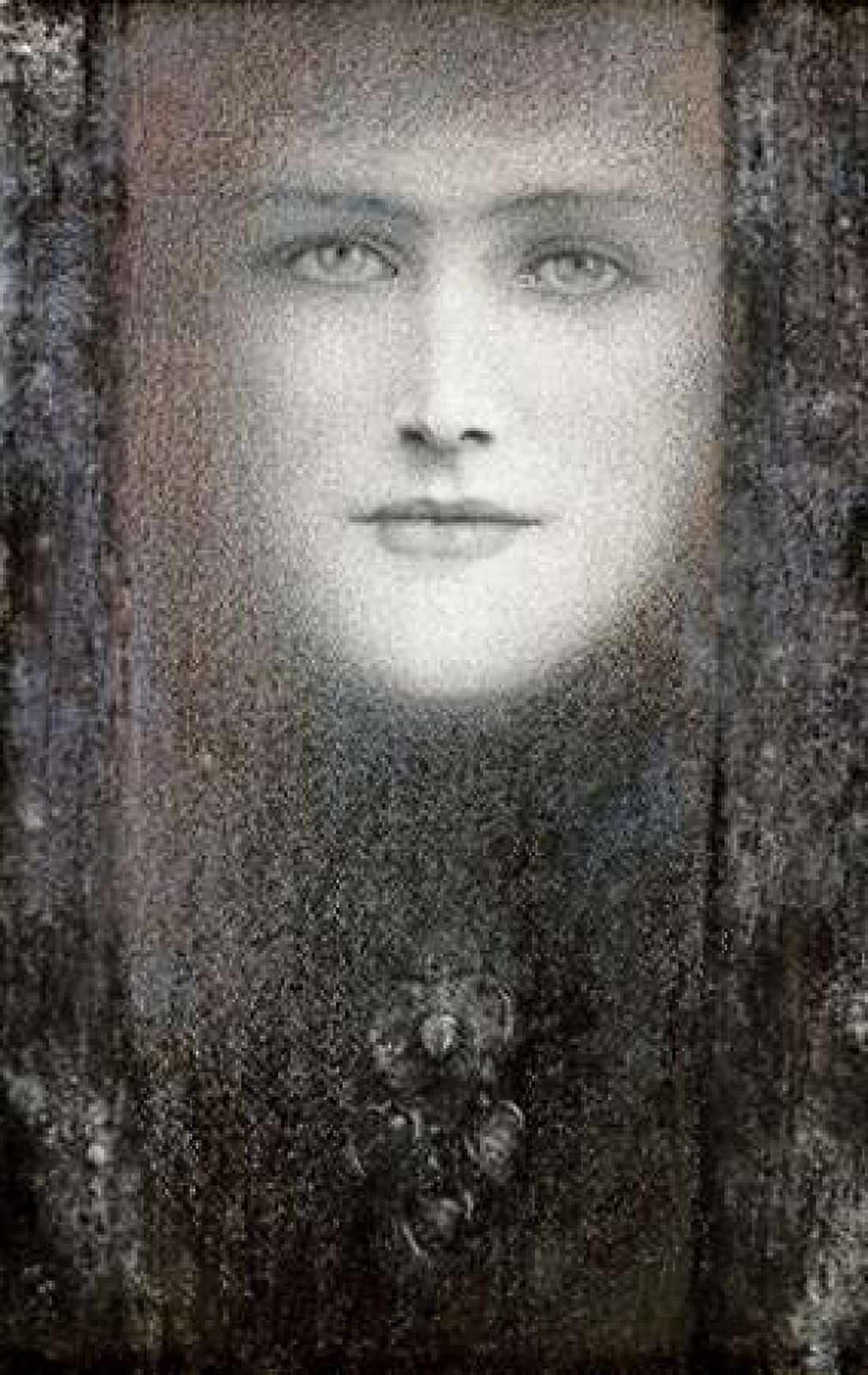 The Mask with a Black Curtain Canvas Art - Fernand Khnopff (24 x 36)